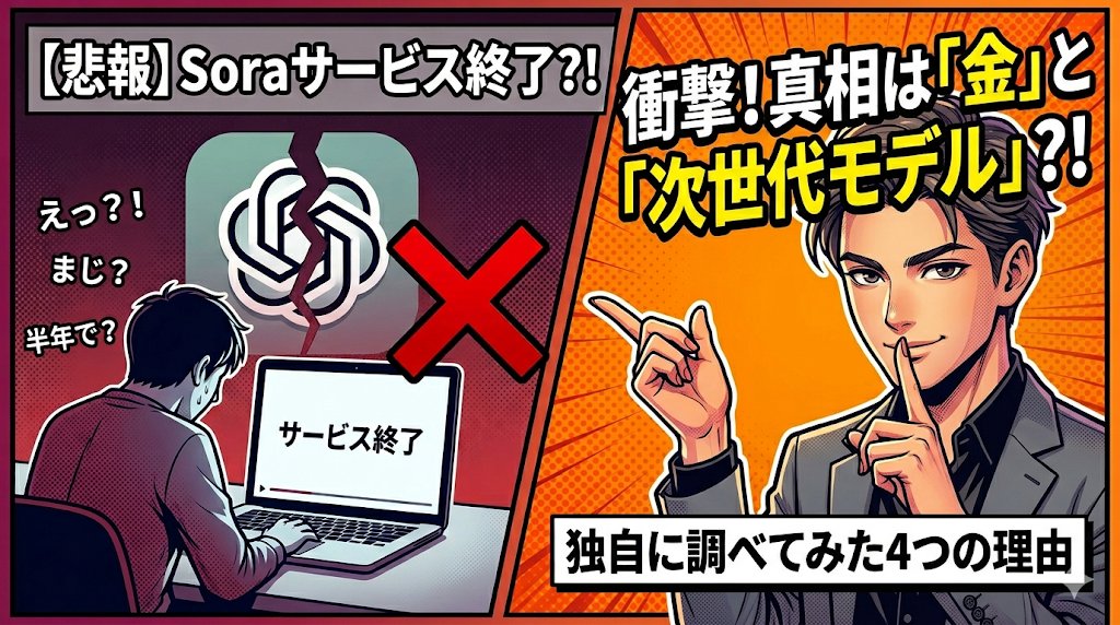 公開終了で騒然！神AI「Sora」はなぜ消えた？バグ頻発やヤバすぎるコストから終了の理由を勝手に推測してみた