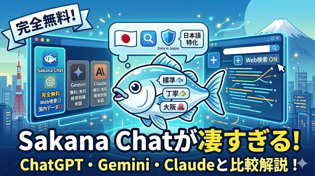 Sakana Chatとは？ 日本発の無料AIチャットをChatGPT・Gemini・Claudeと比べてみた