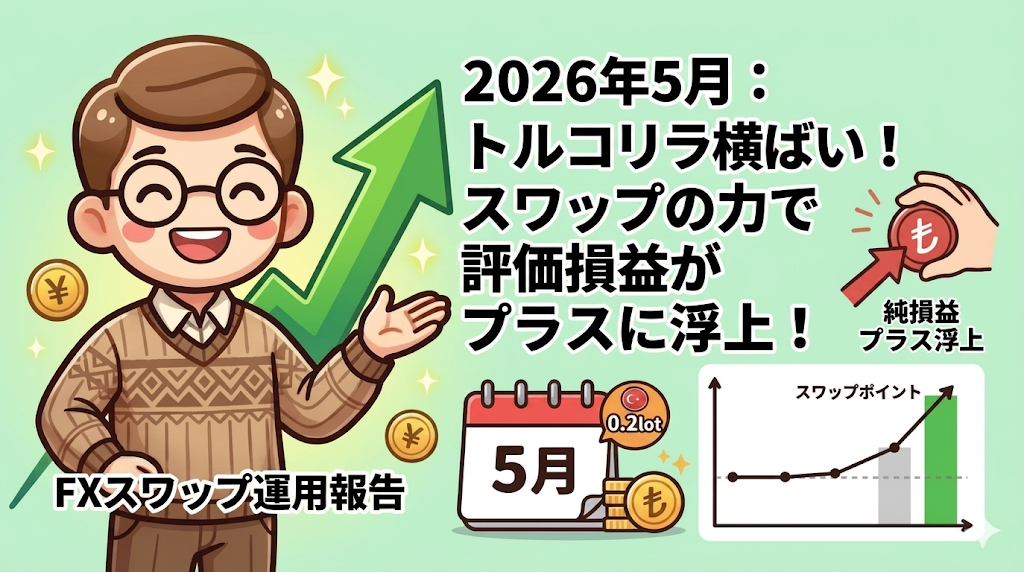 【FXスワップ運用報告】2026年5月：トルコリラ横ばい！スワップの力で評価損益がプラスに浮上！
