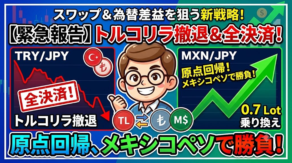 【緊急報告】トルコリラを撤退＆全決済！トントンで乗り換え、原点のメキシコペソで勝負！